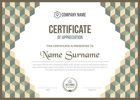Clean minimalist certificate template vector Stock Illustration