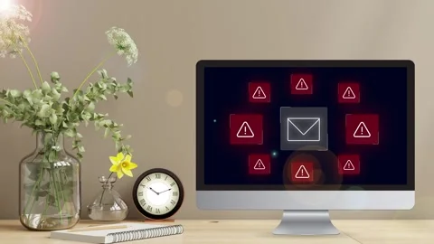 Clean minimalistic office desk view with data protection Stock Footage 281540277
