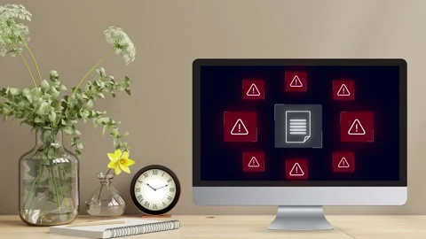 Clean minimalistic office desk view with data protection Stock Footage 281540279