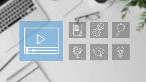 Clean minimalistic video tutorial, webinar, online education concept, e-learning Stock Footage 281507736