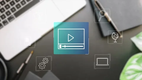 Clean minimalistic video tutorial, webinar, online education concept, e-learning Stock Footage 281507871