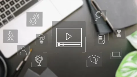 Clean minimalistic video tutorial, webinar, online education concept, e-learning Stock Footage 281507880