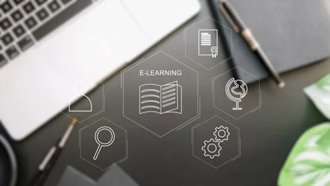 Clean minimalistic video tutorial, webinar, online education concept, e-learning Stock Footage 281507886