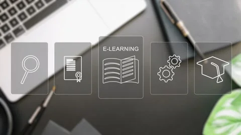 Clean minimalistic video tutorial, webinar, online education concept, e-learning Stock Footage 281507888