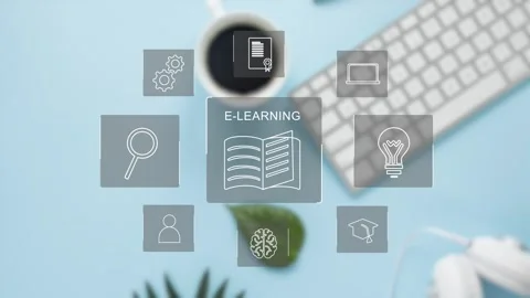 Clean minimalistic video tutorial, webinar, online education concept, e-learning Stock Footage 281507910