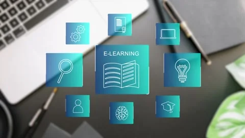 Clean minimalistic video tutorial, webinar, online education concept, e-learning Stock Footage 281507911