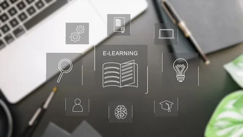 Clean minimalistic video tutorial, webinar, online education concept, e-learning Stock Footage 281507916