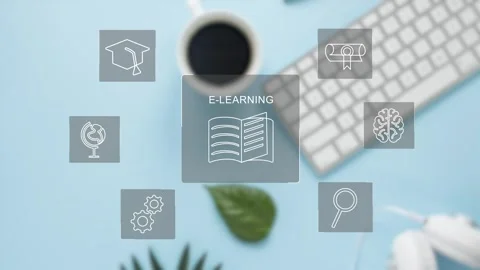 Clean minimalistic video tutorial, webinar, online education concept, e-learning Stock Footage 281507919