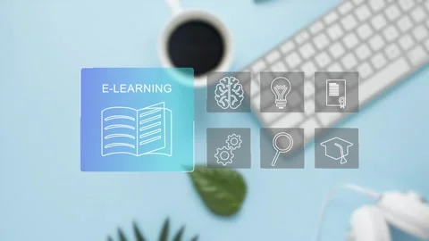 Clean minimalistic video tutorial, webinar, online education concept, e-learning Stock Footage 281507921