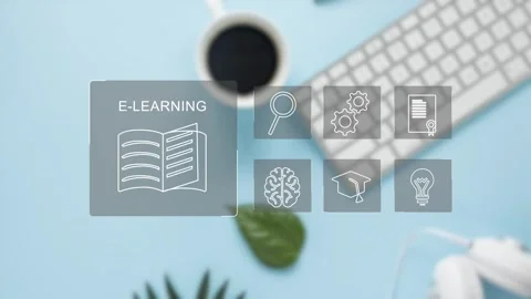 Clean minimalistic video tutorial, webinar, online education concept, e-learning Stock Footage 281507922