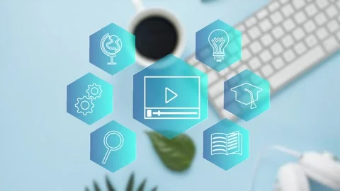 Clean minimalistic video tutorial, webinar, online education concept, e-learning Stock Footage 281507927