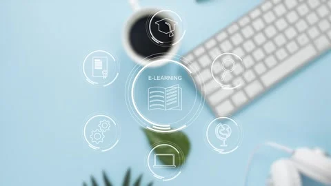 Clean minimalistic video tutorial, webinar, online education concept, e-learning Stock Footage 281507928