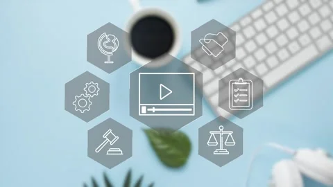 Clean minimalistic video tutorial, webinar, online education concept, e-learning Stock Footage 281507932