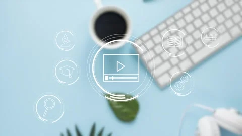 Clean minimalistic video tutorial, webinar, online education concept, e-learning Stock Footage 281507933