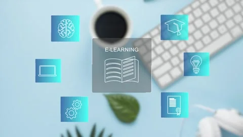 Clean minimalistic video tutorial, webinar, online education concept, e-learning Stock Footage 281507936