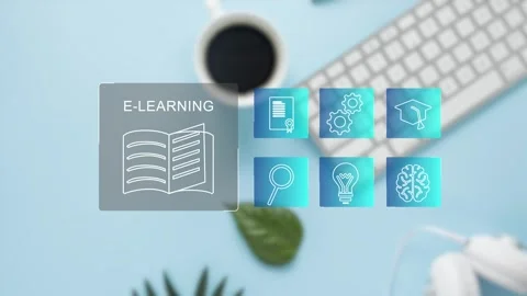 Clean minimalistic video tutorial, webinar, online education concept, e-learning Stock Footage 281507941