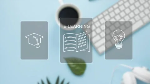 Clean minimalistic video tutorial, webinar, online education concept, e-learning Stock Footage 281507943