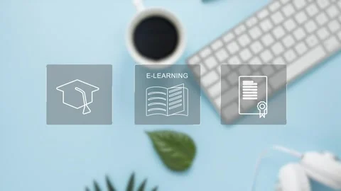 Clean minimalistic video tutorial, webinar, online education concept, e-learning Stock Footage 281507949