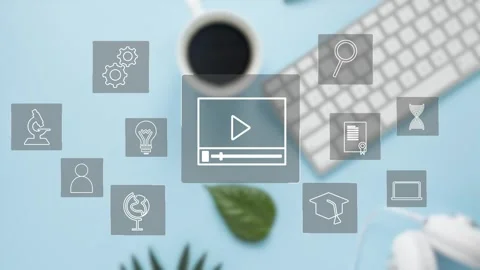 Clean minimalistic video tutorial, webinar, online education concept, e-learning Stock Footage 281507950