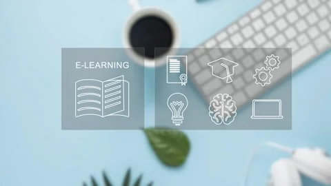 Clean minimalistic video tutorial, webinar, online education concept, e-learning Stock Footage 281507956