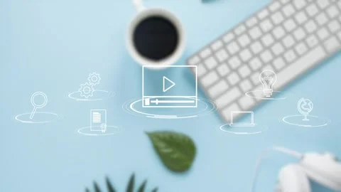 Clean minimalistic video tutorial, webinar, online education concept, e-learning Stock Footage 281507963
