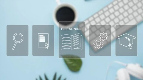 Clean minimalistic video tutorial, webinar, online education concept, e-learning Stock Footage 281507968