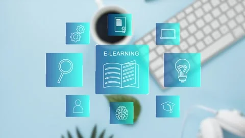 Clean minimalistic video tutorial, webinar, online education concept, e-learning Stock Footage 281507973