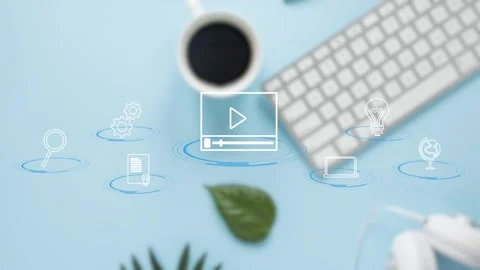 Clean minimalistic video tutorial, webinar, online education concept, e-learning Stock Footage 281507977