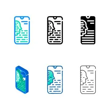 Clean mobile bot color icon vector line Stock Illustration
