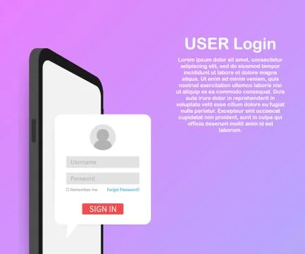 Clean Mobile UI Design Concept. Login Application with Password Form Window.  イラスト素材