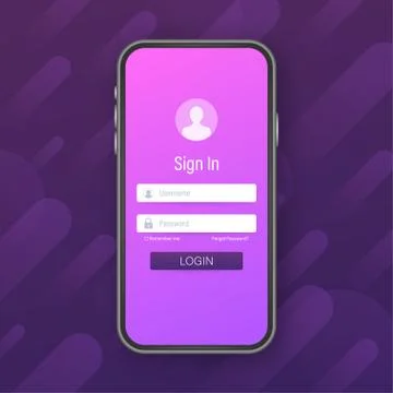 Clean Mobile UI Design Concept. Login Application with Password Form Window 스톡 일러스트