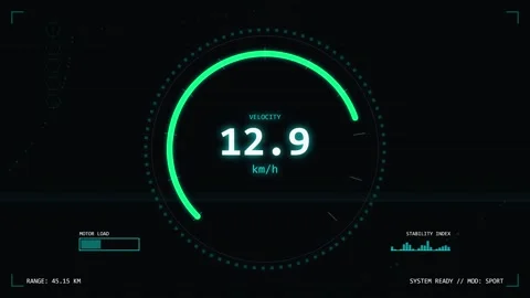 Clean modern dashboard display showing speed and digital metrics at night Stock Footage 344638720