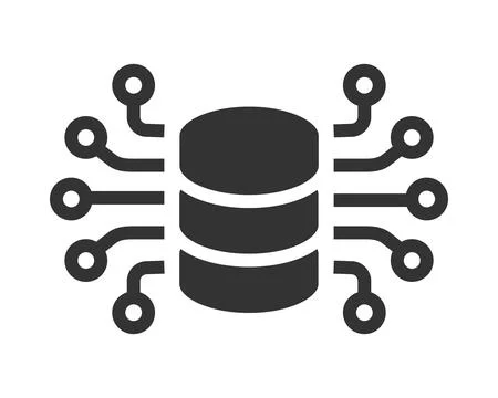 Clean, modern icon of a data server connected to a network. Ideal for illus.. Stock Illustration