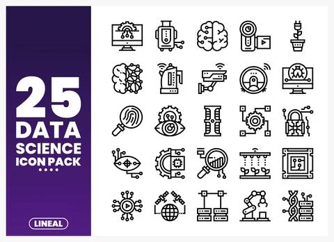 A clean. modern illustration showcasing data science icons. representing co.. Stock Illustration