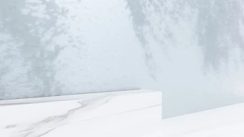 Clean modern studio background scene with marble podium and soft light tree Video stock 318611031