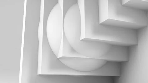 A clean, monochrome composition geometric shapes, 3d Stock Illustration