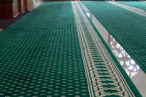 Clean mosque carpet in a new normal condition Stock Photos