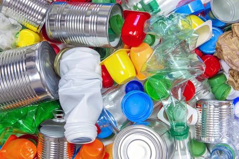 Clean multi-colored plastic waste packaging Stock Photos