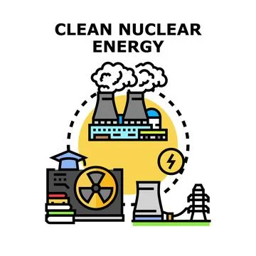 Clean nuclear energy concept developing sustainable power resource Stock Illustration