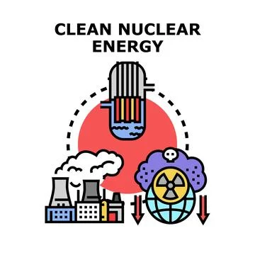 Clean nuclear energy development reducing environmental pollution Stock Illustration
