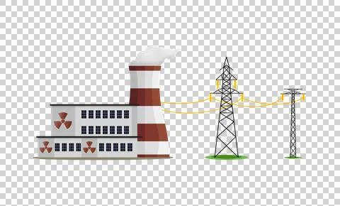 Clean nuclear power plant generating sustainable electricity for the future Stock Illustration