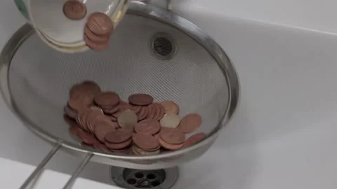 Clean old coins in solution. coins of the ussr Stock Footage 130768648