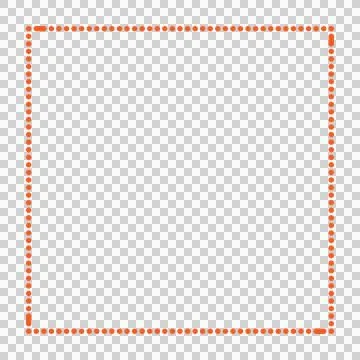 A clean orange dotted square frame isolated on white. Ilustração Stock