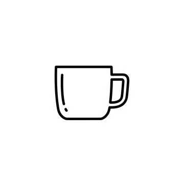 Clean outline icon of a tea cup on white background with a simple black Stock Illustration