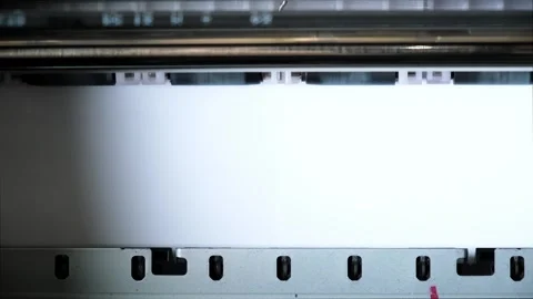 The clean paper sheet rolls in printer without paints. Printing process of color Stock Footage 314462377