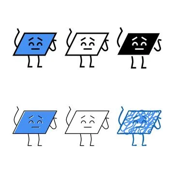 Clean parallelogram geometric shape character color icon vector Stock Illustration