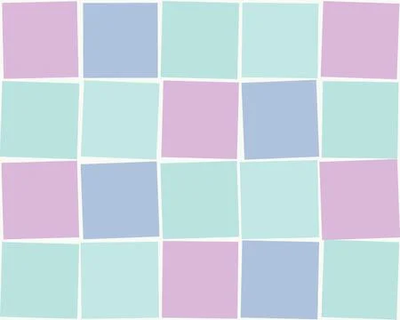 A clean pattern of pastel square tiles in purple, blue, and mint creates a .. Stock Illustration