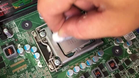 Clean PC, Clean CPU on Mainboard Video stock 234806566