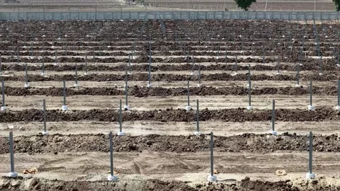 Clean perspective of a vast grid network featuring structural metal supports Stock Footage 337869545