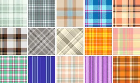 Clean plaid bundle for presentation templates. Structured tartan grids supp.. Stock Illustration